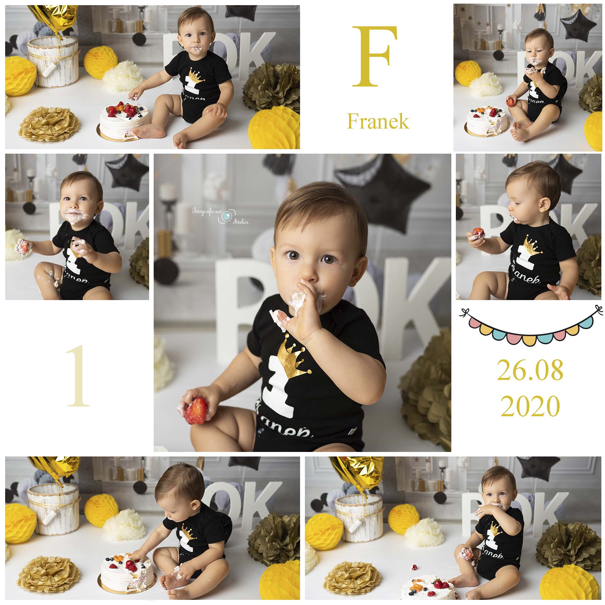 Kolaż urodzinowy na roczek sesja zdjęciowa